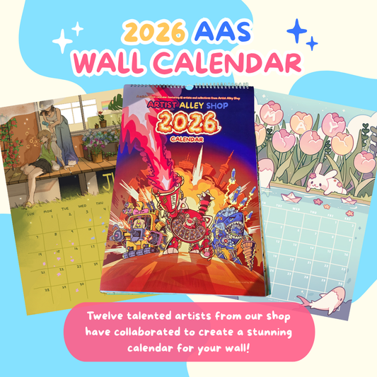 2026 AAS Wall Calendar cover. Twelve talented artists from our shop have collaborated to create a stunning calendar for your wall!